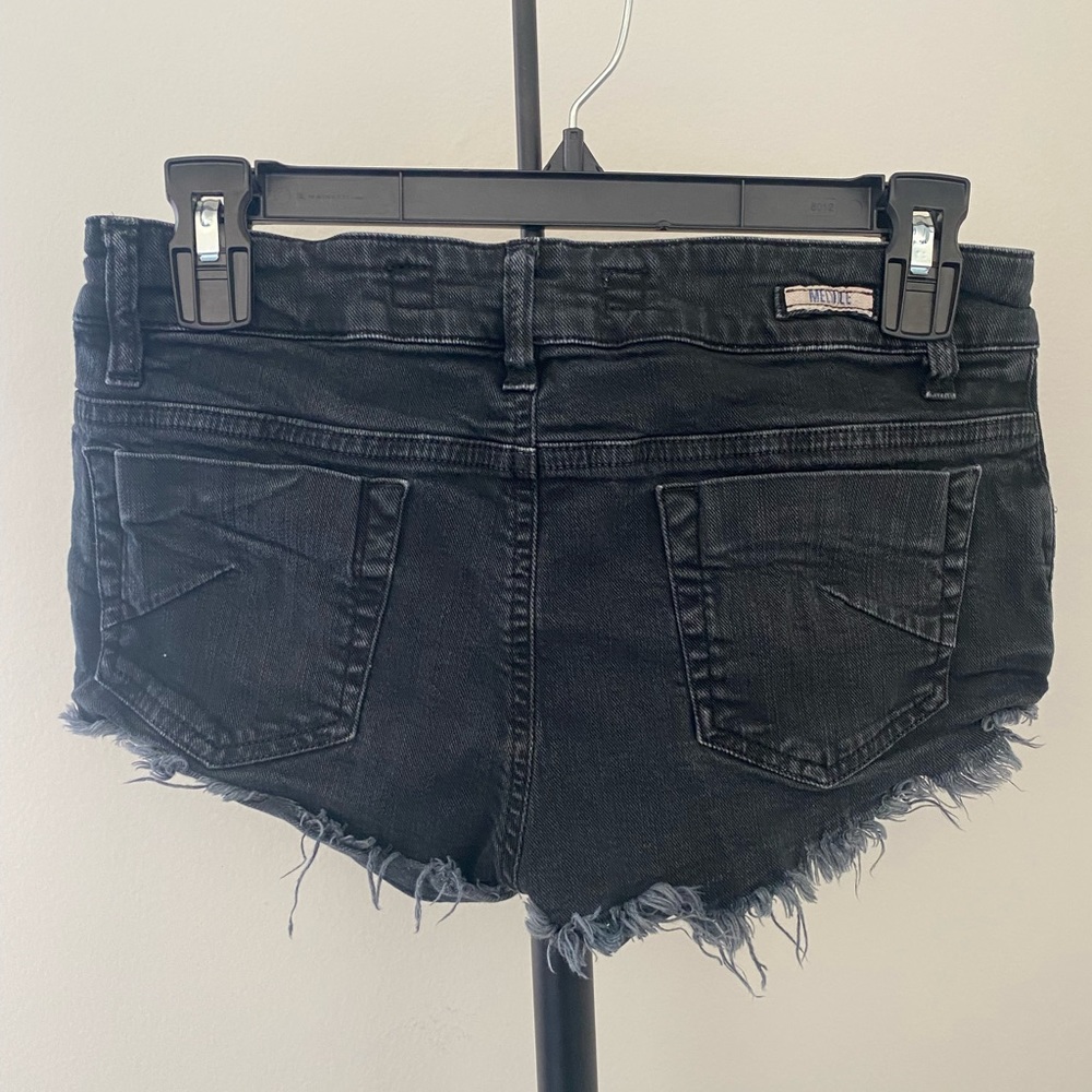 black low rise denim shorts